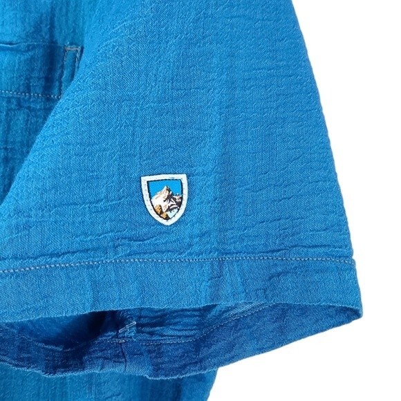 KUHL Organic Cotton Textured Blue Button Down Shirt mens XL - Picture 3 of 6